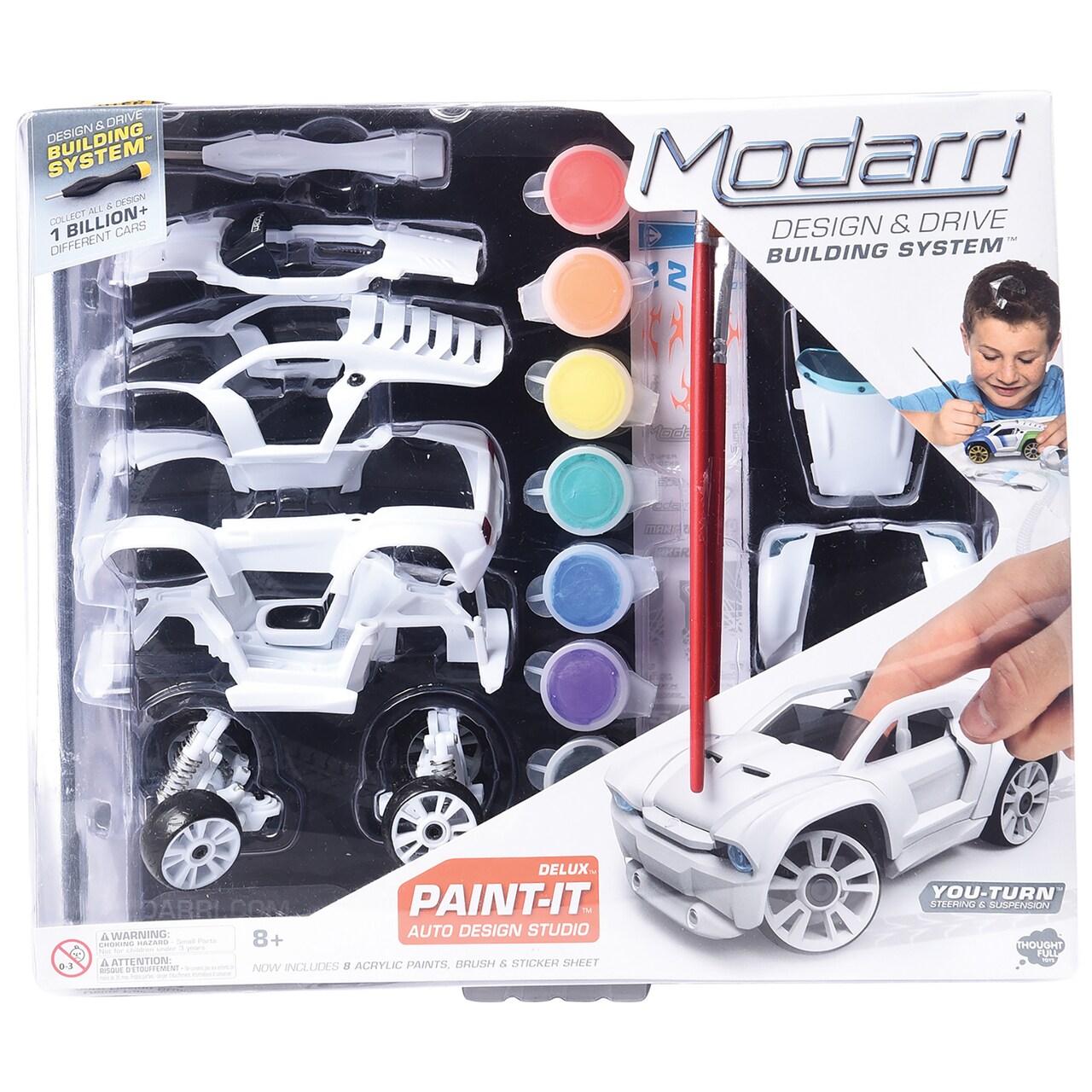 Modarri: Deluxe Paint It Auto Design Studio - DIY Design & Build Toy Car, Customize Your Vehicle, Acrylic Paints, Brush & Sticker Sheet, Kids Ages 6+